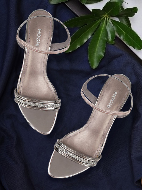 

Mochi Women Grey Embellished Slim Heels