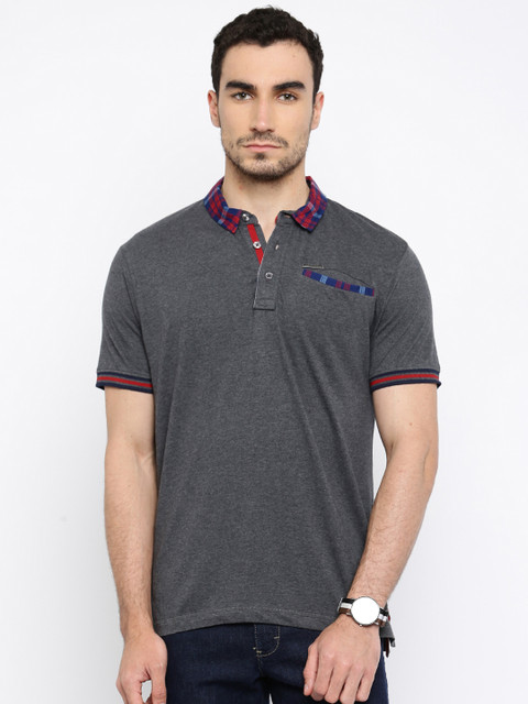 

Harvard Men Charcoal Grey Polo T-Shirt