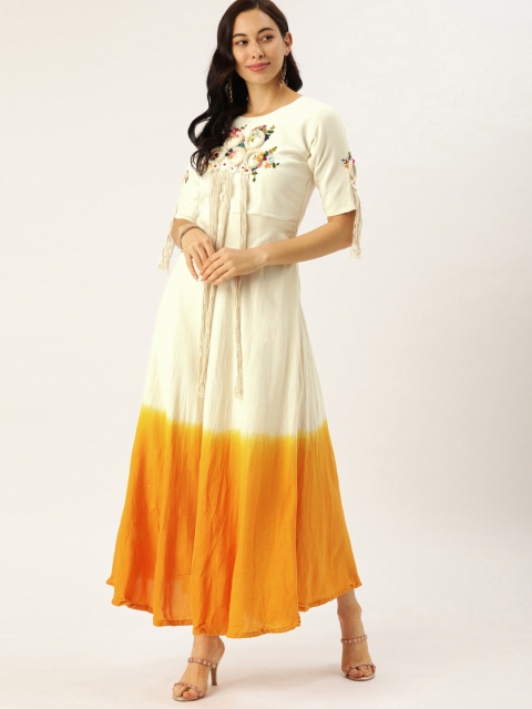 

VASTRANAND Women Yellow Dyed Fit and Flare Dress