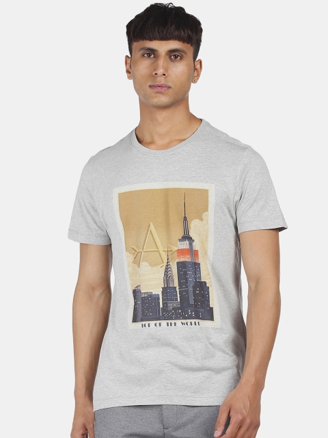 

Arrow Sport Men Grey Printed Round Neck T-shirt