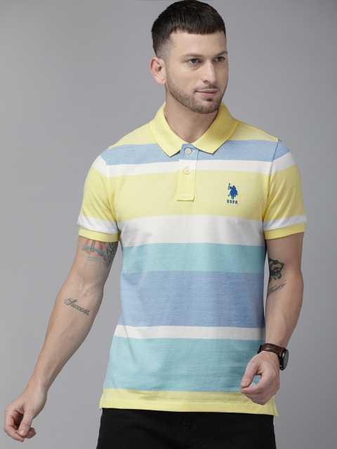 

U.S. Polo Assn. Men Multicoloured Striped Polo Collar T-shirt, Multi
