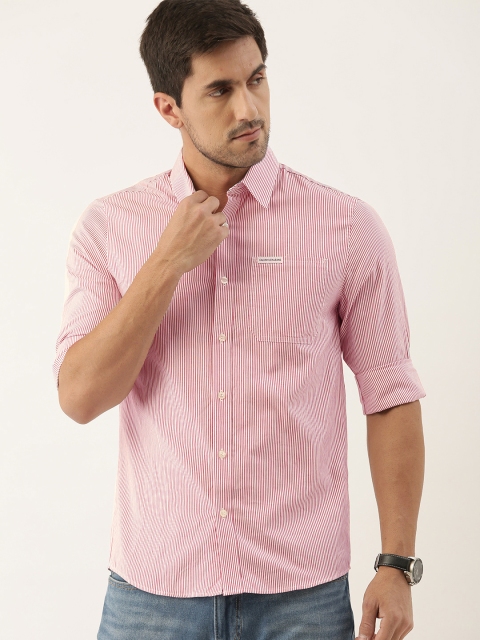 

Calvin Klein Jeans Men White & Red Slim Fit Striped Casual Shirt