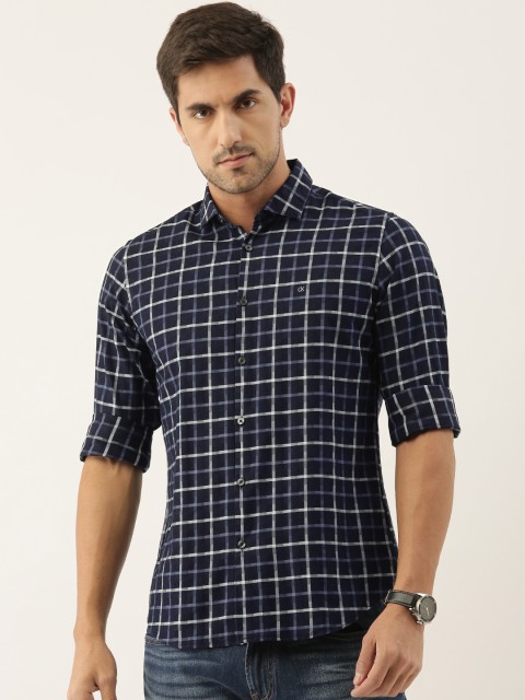 

Calvin Klein Jeans Men Navy Blue & White Slim Fit Checked Casual Shirt