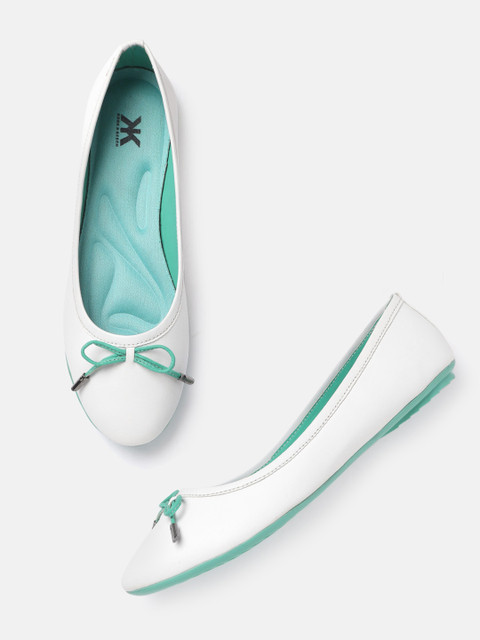 

Kook N Keech Women White Solid Ballerinas with Bow Detail