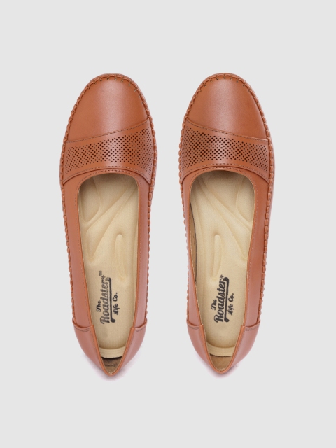 

The Roadster Lifestyle Co Women Tan Brown Perforated Ballerinas
