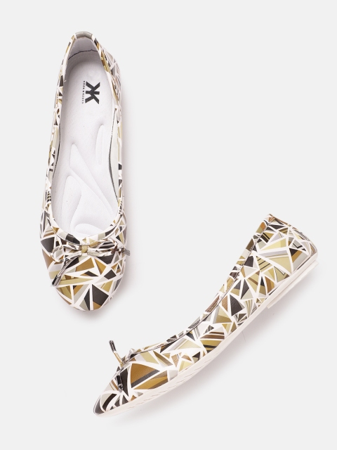 

Kook N Keech Women Olive Brown & Black Geometric Print Ballerinas