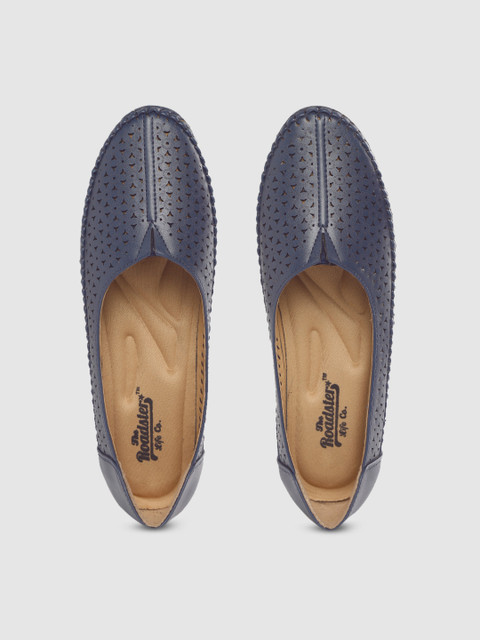 

The Roadster Lifestyle Co Women Navy Blue Laser Cut Ballerinas