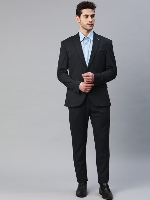 

Blackberrys Men Navy Blue Phoenix Fit Self Design Single Breasted Formal Suit