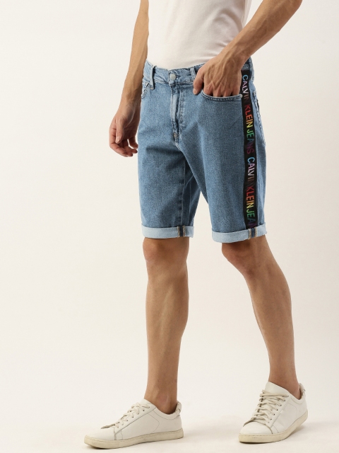

Calvin Klein Jeans Men Blue Washed Slim Fit Denim Shorts
