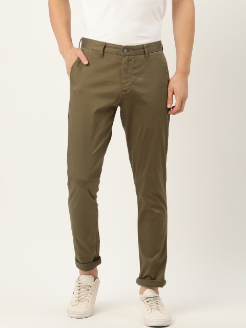 

Calvin Klein Jeans Men Olive Green Slim Fit Solid Chinos