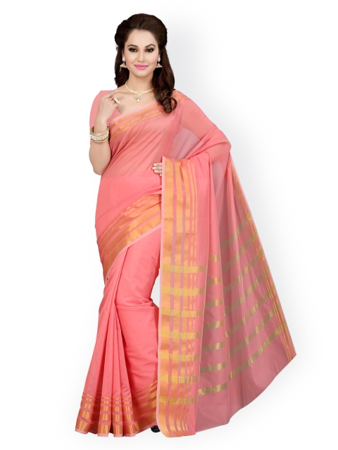 

Ishin Pink Kora Solid Saree