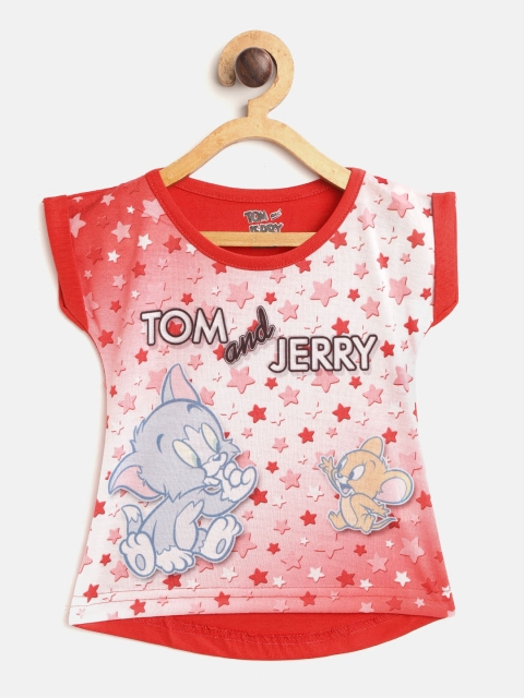 

Eteenz Infant Girls Red & White Tom & Jerry Print Top
