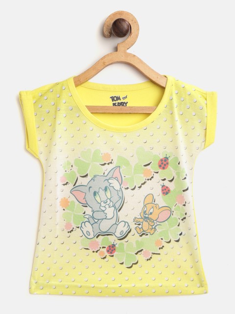 

Eteenz Infant Girls Yellow & Green Tom & Jerry Print Top