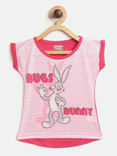

Eteenz Infant Girls Pink & White Bugs Bunny Print Printed Top