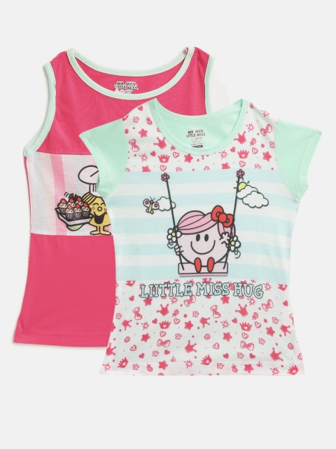 

Eteenz Girls Pack of 2 Printed Tops, Sea green