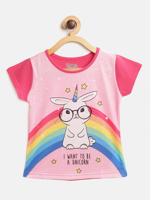 

Eteenz Girls Pink Printed Top