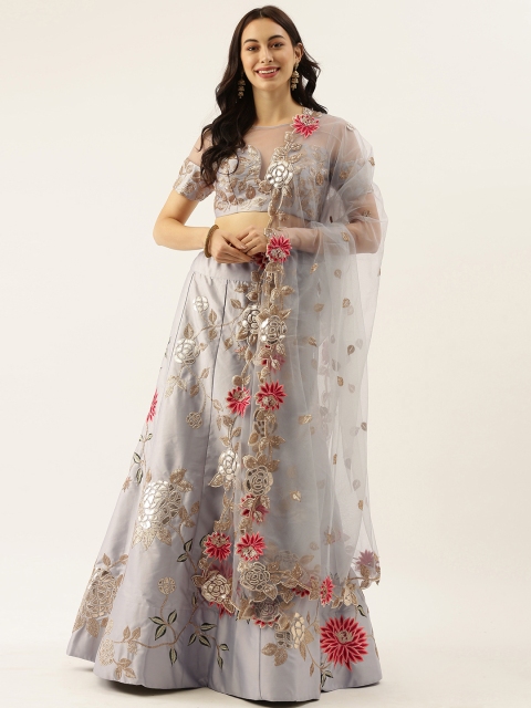

panchhi Grey Semi-Stitched Sustainable Lehenga & Blouse with Dupatta