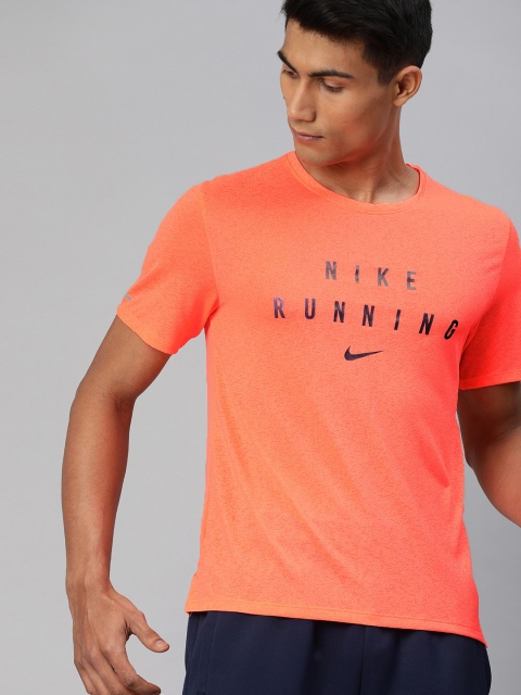

Nike Men Orange Standard Fit Printed Dri-Fit Round Neck Running T-shirt