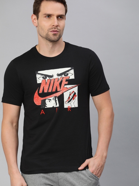 

Nike Men Black Standard Fit Printed Round Neck T-shirt