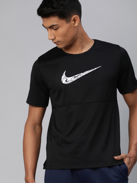 

Nike Men Black Printed Dri-Fit Round Neck Running T-shirt