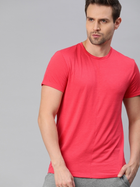 

Nike Men Coral Red Solid Round Neck Training T-shirt