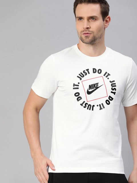 

Nike Men White Printed NSW JDI HBR 1 Round Neck Pure Cotton T-shirt