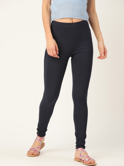 

United Colors of Benetton Women Navy Blue Solid Cut & Sew Treggings