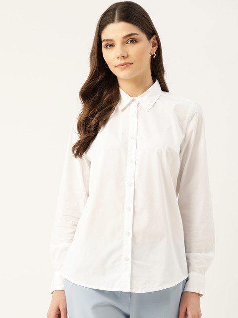 

United Colors of Benetton Women White Solid Formal Shirt