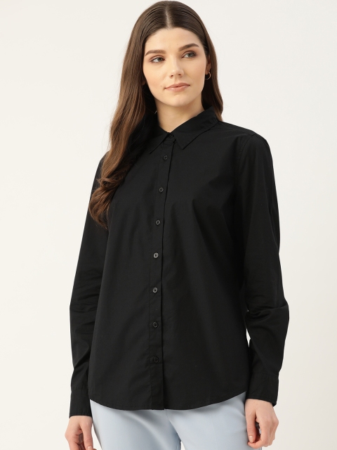 

United Colors of Benetton Women Black Solid Formal Shirt