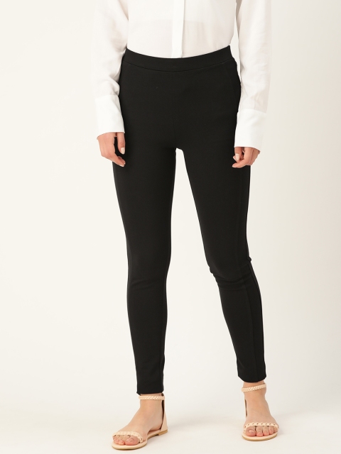 

United Colors of Benetton Women Black Solid Cut & Sew Treggings