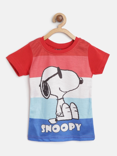 

Eteenz Boys Red & White Snoopy Print Round Neck T-shirt