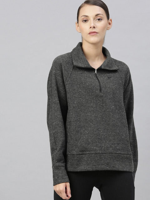 

Nike Women Black Solid AS W NK THRM FLC HPNLT HZ MK T Sweatshirt