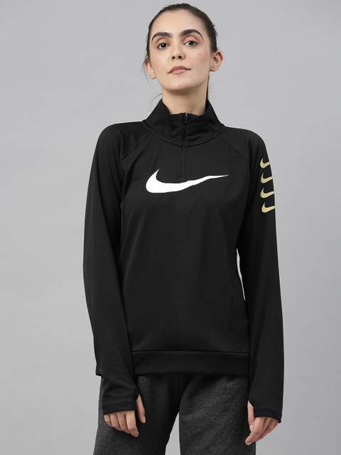 

Nike Women Black Printed SWOOSH RUN Sweatshirt
