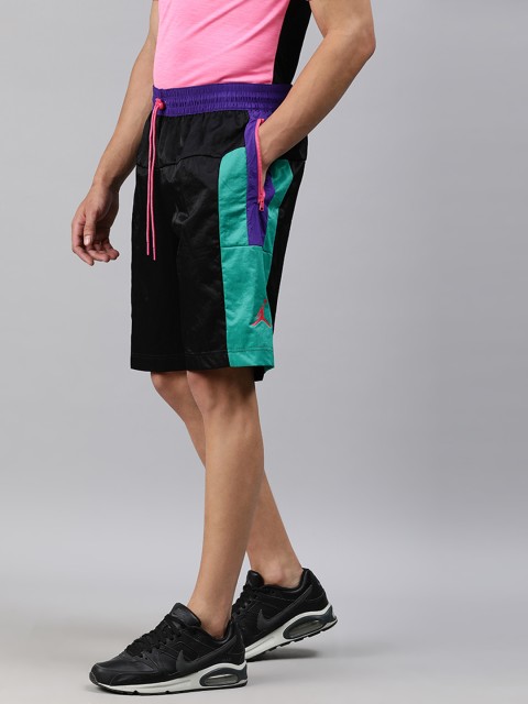 

Nike Men Black & Sea Green M J JUMPMAN Colourblocked Regular Fit Sports Shorts