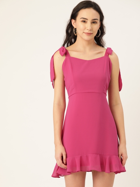 

AND Women Magenta Solid A-Line Dress