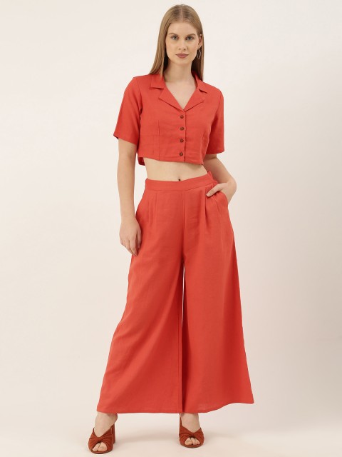 

AND Women Rust Solid Top with Palazzos