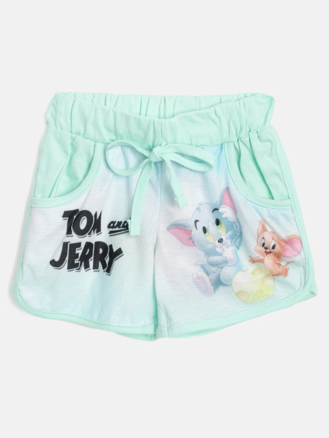 

Eteenz Girls Mint Green & Black Tom & Jerry Print Regular Fit Pure Cotton Shorts