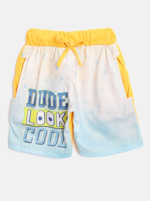 

Eteenz Boys Yellow & Blue Printed Regular Fit Shorts