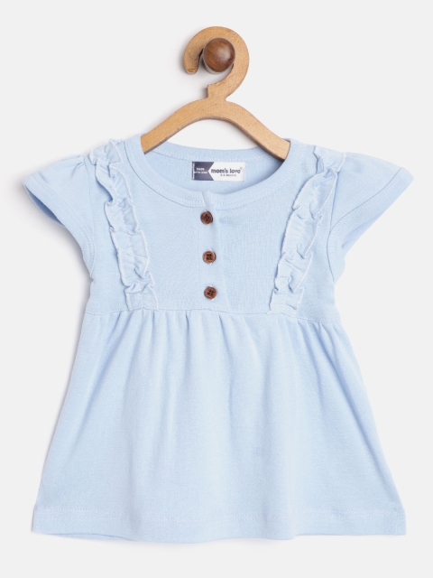 

Moms Love Infant Girls Blue Solid Pure Cotton A-Line Dress