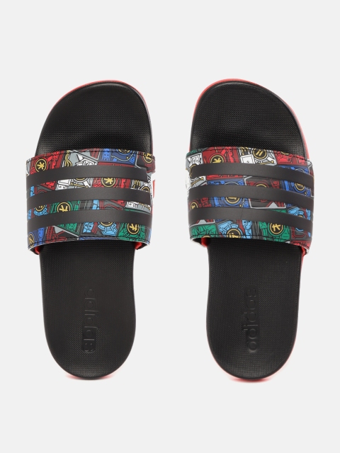 

ADIDAS Kids Black & Red Ninjago Printed Adilette Comfort Sliders