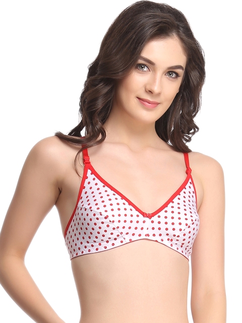 

Clovia White Polka Dot Print Full-Coverage Bra BR0472P04