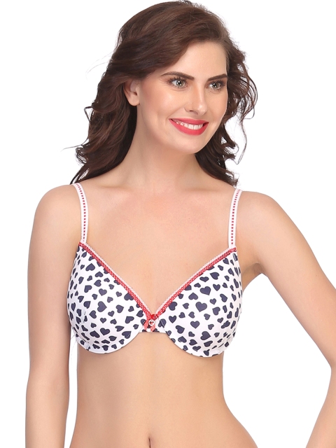 

Clovia White Printed Plunge Bra BR0512P18