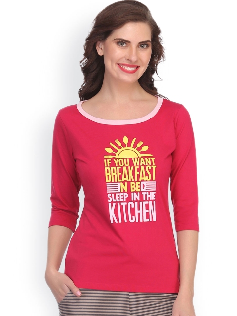 

Clovia Pink Printed Lounge Top LT0105P14XL