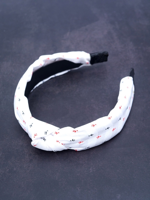 

Golden Peacock Women White & Red Printed Knot-Detailed Hairband