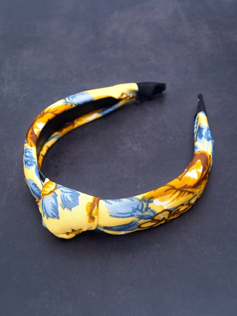 

Golden Peacock Women Blue & Yellow Printed Top Knot Hairband