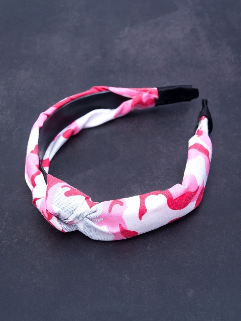 

Golden Peacock Women Pink & White Printed Hairband