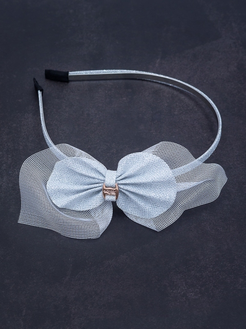 

Golden Peacock Women Grey Bow Embellished Hairband