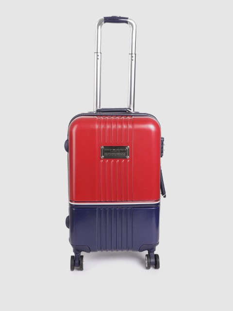 

Tommy Hilfiger Unisex Red Hard 4 Double Wheels 360-Degree Rotation Cabin Trolley Bag