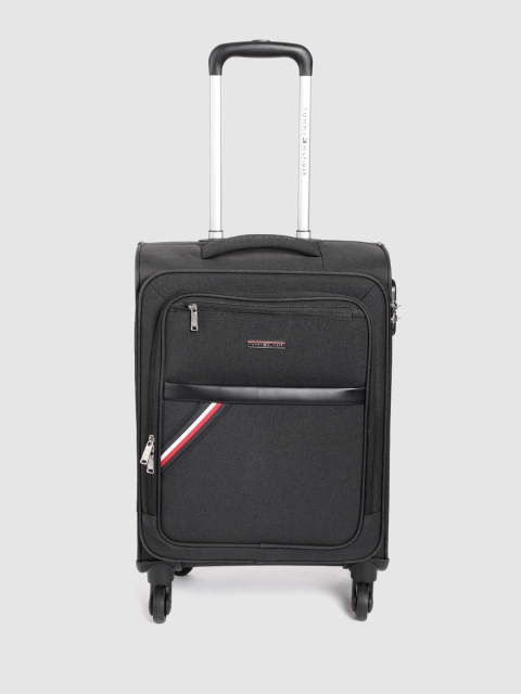 

Tommy Hilfiger Unisex Black Soft 4-Single Wheels 360-Degree Rotation Cabin Trolley Bag