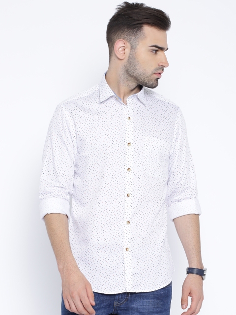 

John Players White Printed Trim Fit Casual Shirt